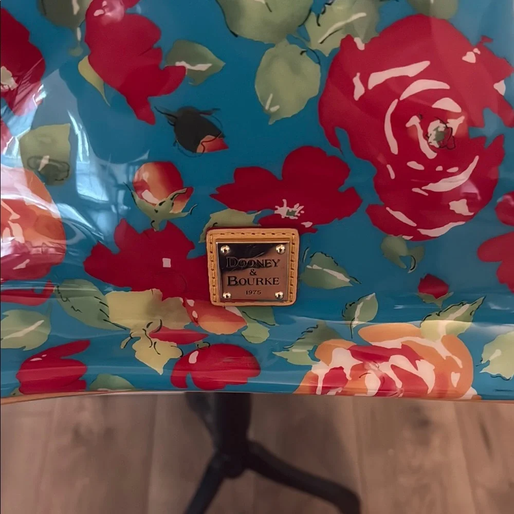 Dooney & Bourke Floral Tote Bag with Tan Straps - Picture 2 of 13